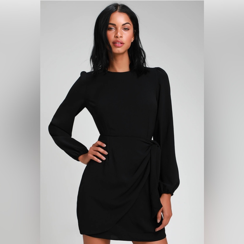 Lulus Elegant Black Long Sleeve Dress